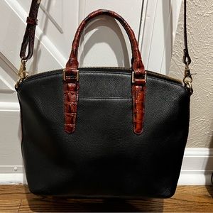 Two tone Brahmin Duxbury purse - smooth black and pecan Melbourne leather